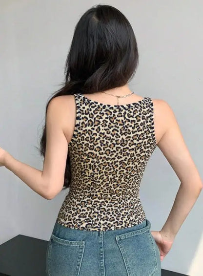 Chaleco de Mujer, Estilo Kpop, Estampado de Leopardo - LÚVORA