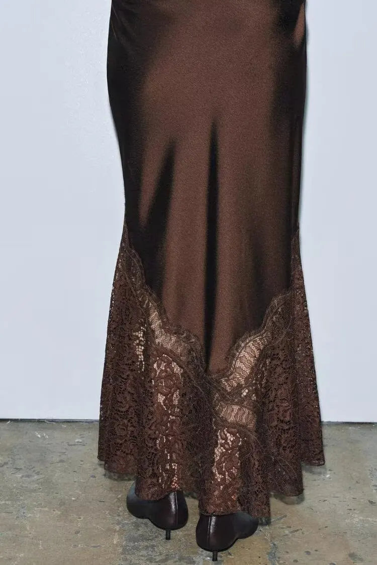 Falda Patchwork Encaje Cintura Alta - LÚVORA