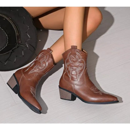 Botas Altas de Cuero Cowgirl Embrolladas - LÚVORA
