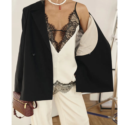 Camisón de Seda Satinada con Encaje - LÚVORA