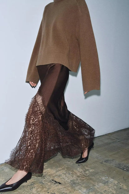 Falda Patchwork Encaje Cintura Alta - LÚVORA