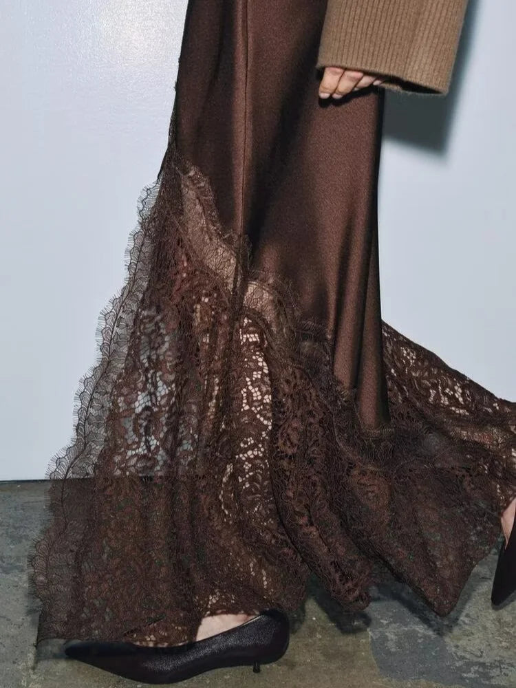 Falda Patchwork Encaje Cintura Alta - LÚVORA