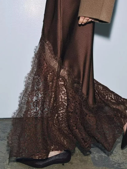 Falda Patchwork Encaje Cintura Alta - LÚVORA