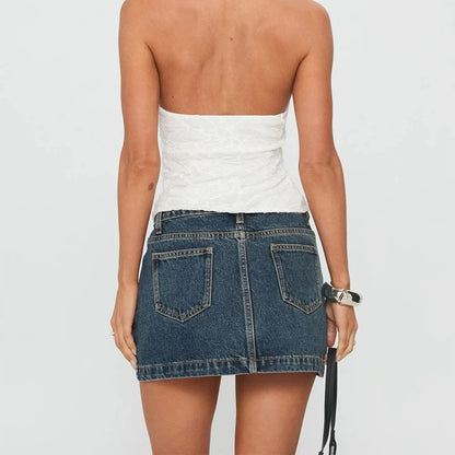 Falda Mini Denim Retro Y2K - LÚVORA