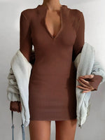 Vestido Elegante de Manga Larga con Cierre - LÚVORA