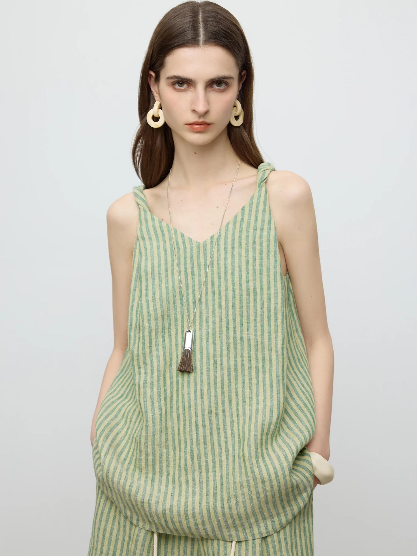 Conjunto de Top y Shorts de Lino Stripes Chic - LÚVORA