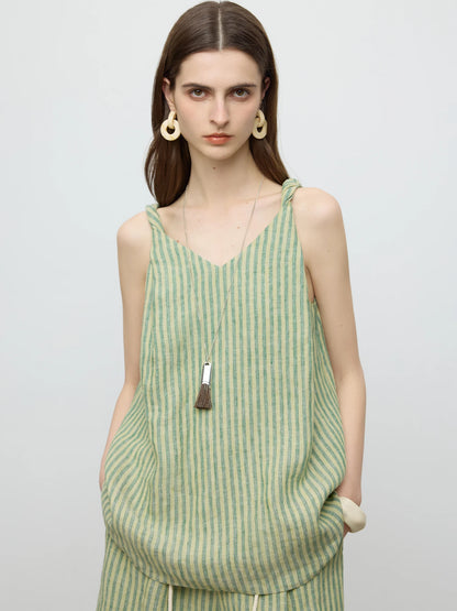 Conjunto de Top y Shorts de Lino Stripes Chic - LÚVORA