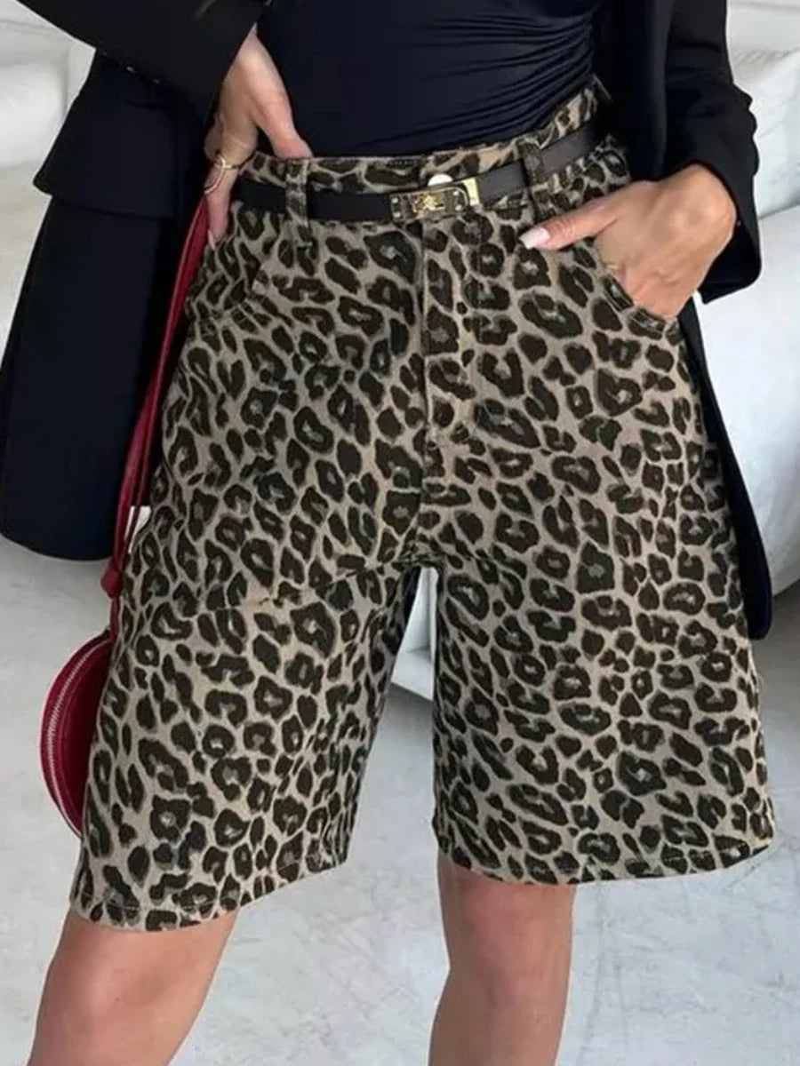 Pantalones Cortos de Algodón Estilo Leopardo - LÚVORA