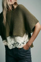 Suéter Verde de Punto con Encaje - LÚVORA