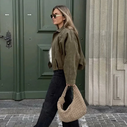 Chaqueta Bomber Vintage Chic para Mujeres - LÚVORE