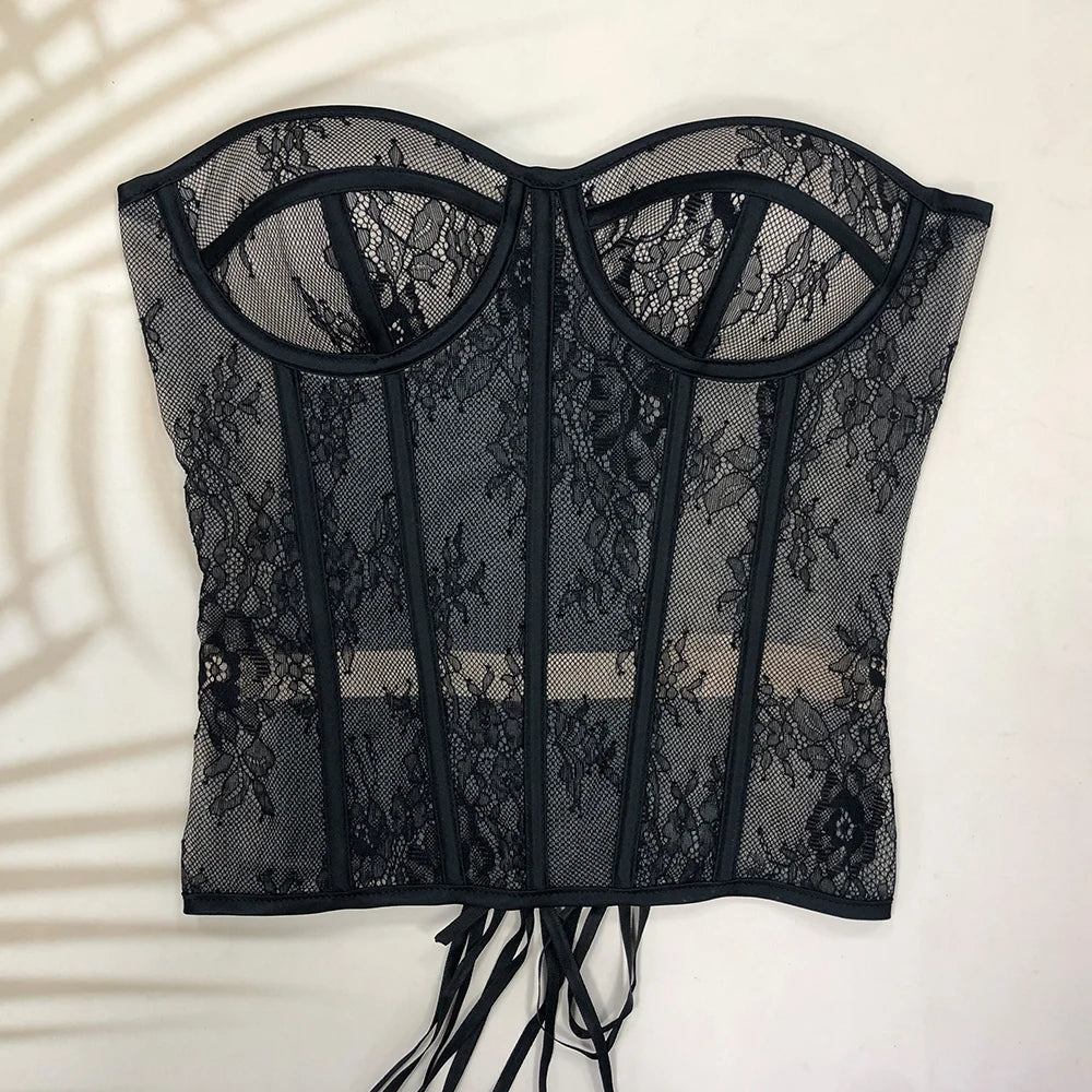 Corpiño de Encaje Sin Tirantes con Soporte - LÚVORA