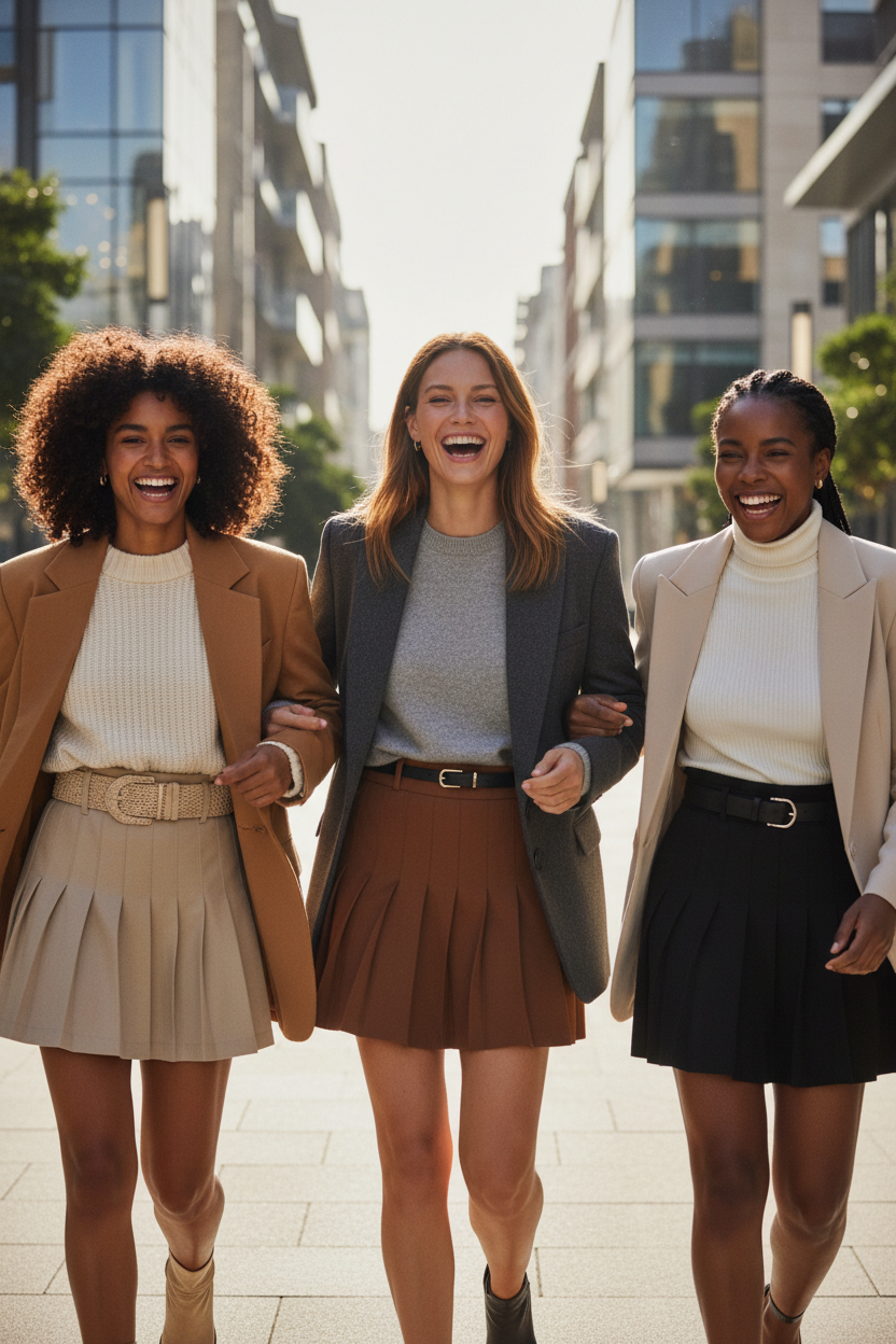 Falda Mini Plumeteada de Pana con Cinturón - LÚVORA