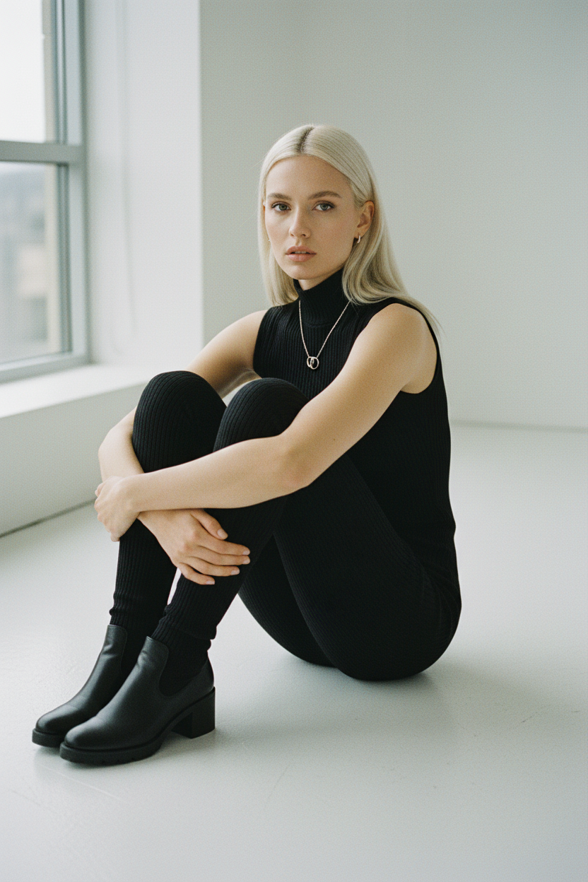 Top de Punto Cuello Alto Sofisticado - LÚVORA