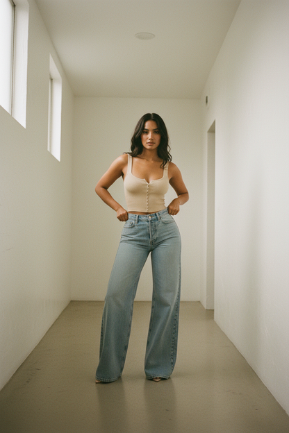 Pantalones Vaqueros Anchos Vintage Chic - LÚVORA