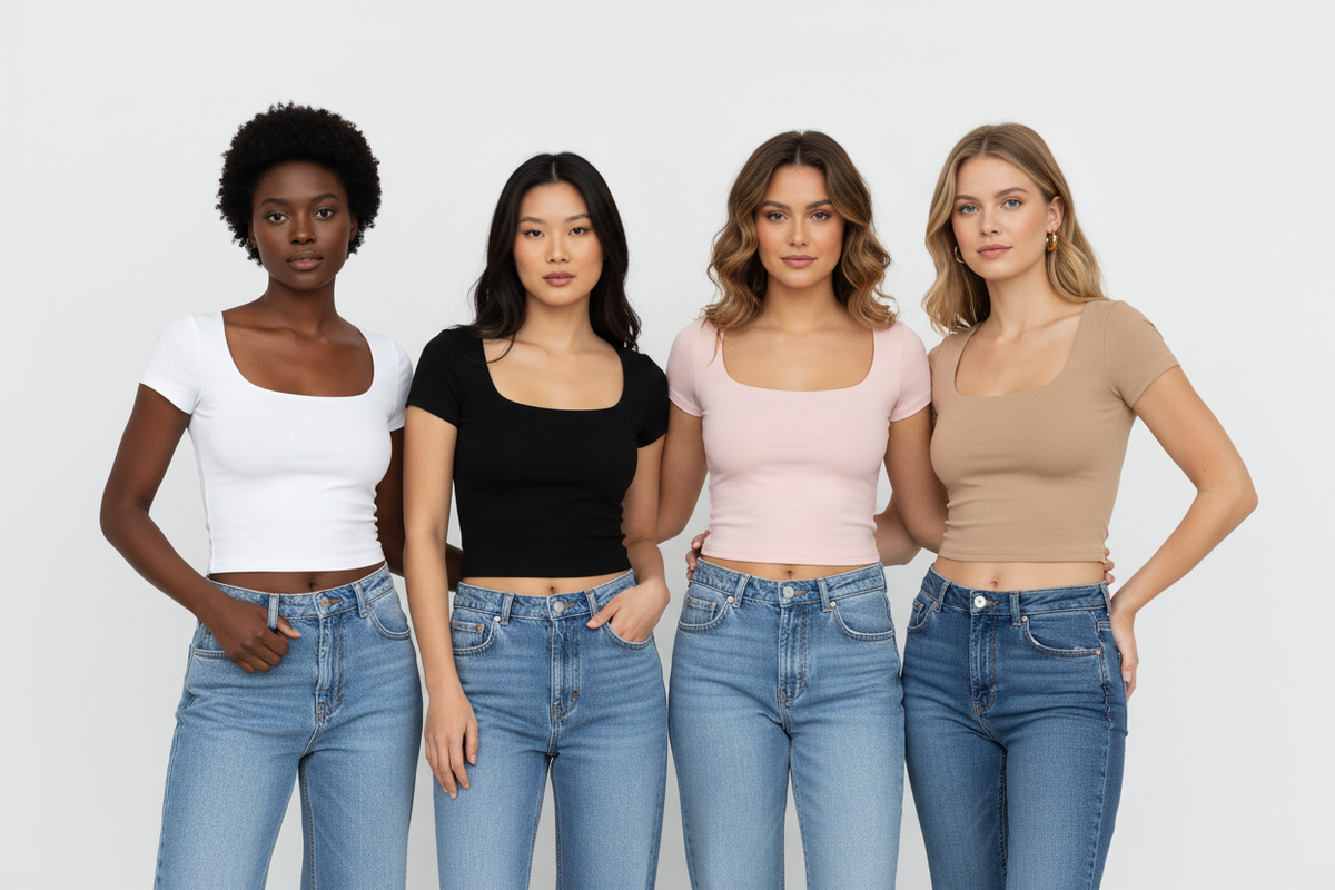 Camiseta Elegante de Verano con Cuello Cuadrado - LÚVORA