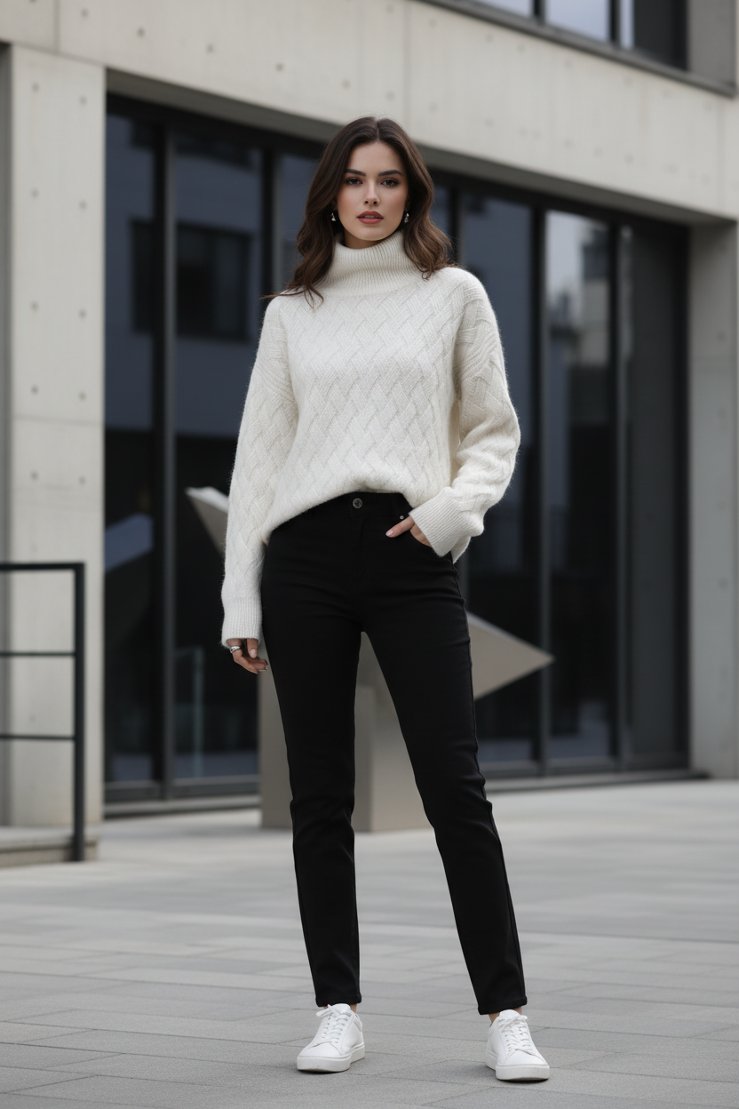 Suéter de Lana Merino con Cuello - LÚVORA