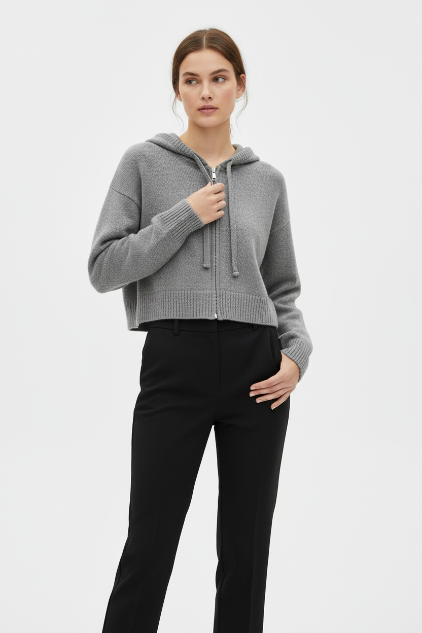 Cárdigan Con Capucha y Cremallera Chic - LÚVORA