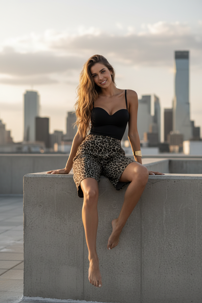 Pantalones Cortos de Algodón Estilo Leopardo - LÚVORA