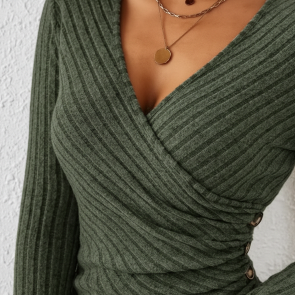 Camiseta Elegante de Manga Larga con Botones - LÚVORA