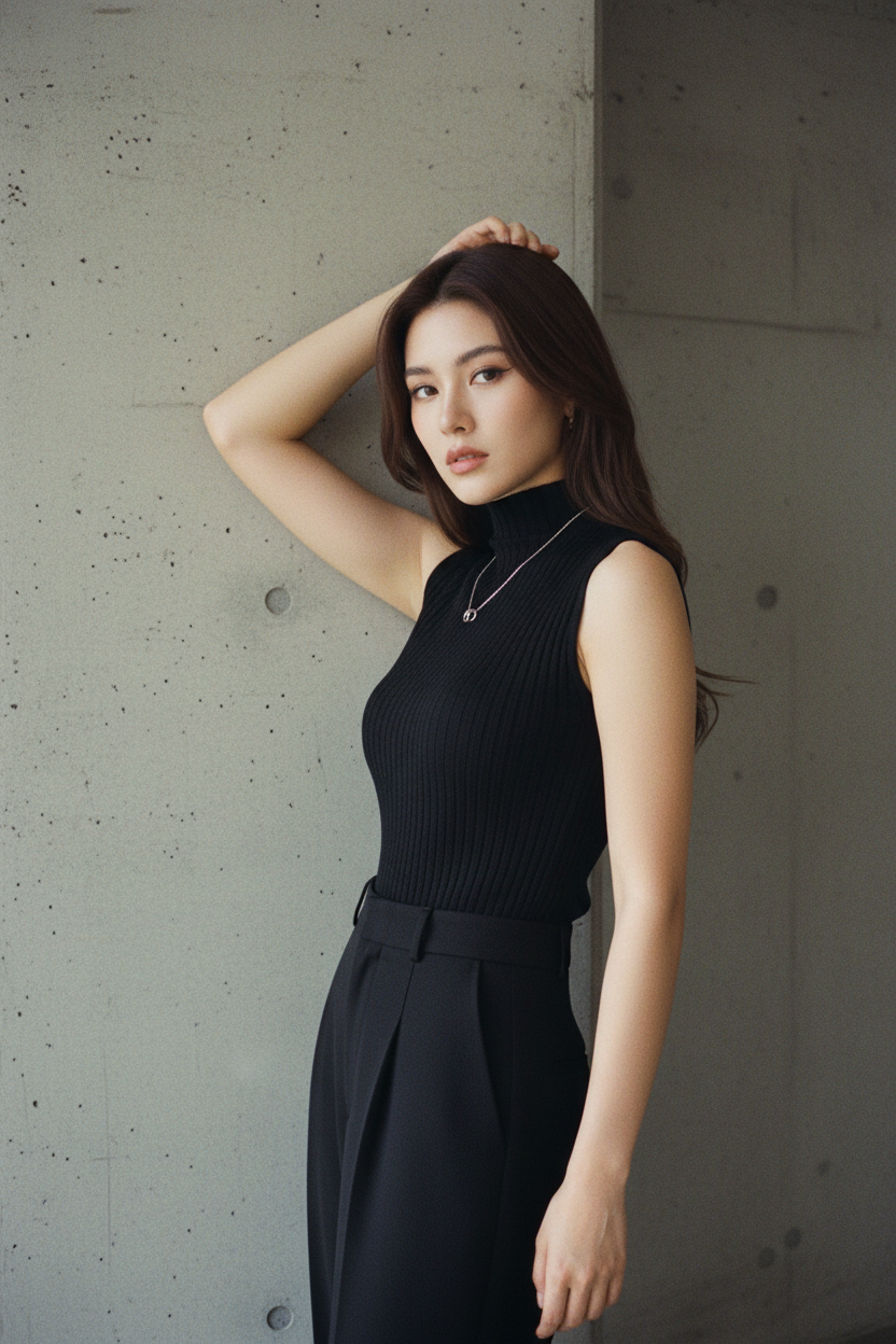 Top de Punto Cuello Alto Sofisticado - LÚVORA