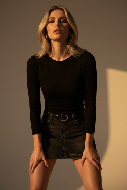 Falda Mini Denim Retro Y2K - LÚVORA