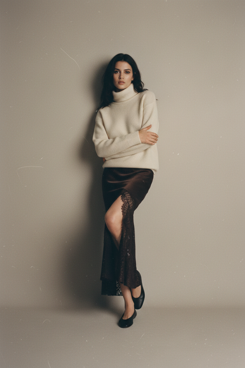 Falda Patchwork Encaje Cintura Alta - LÚVORA