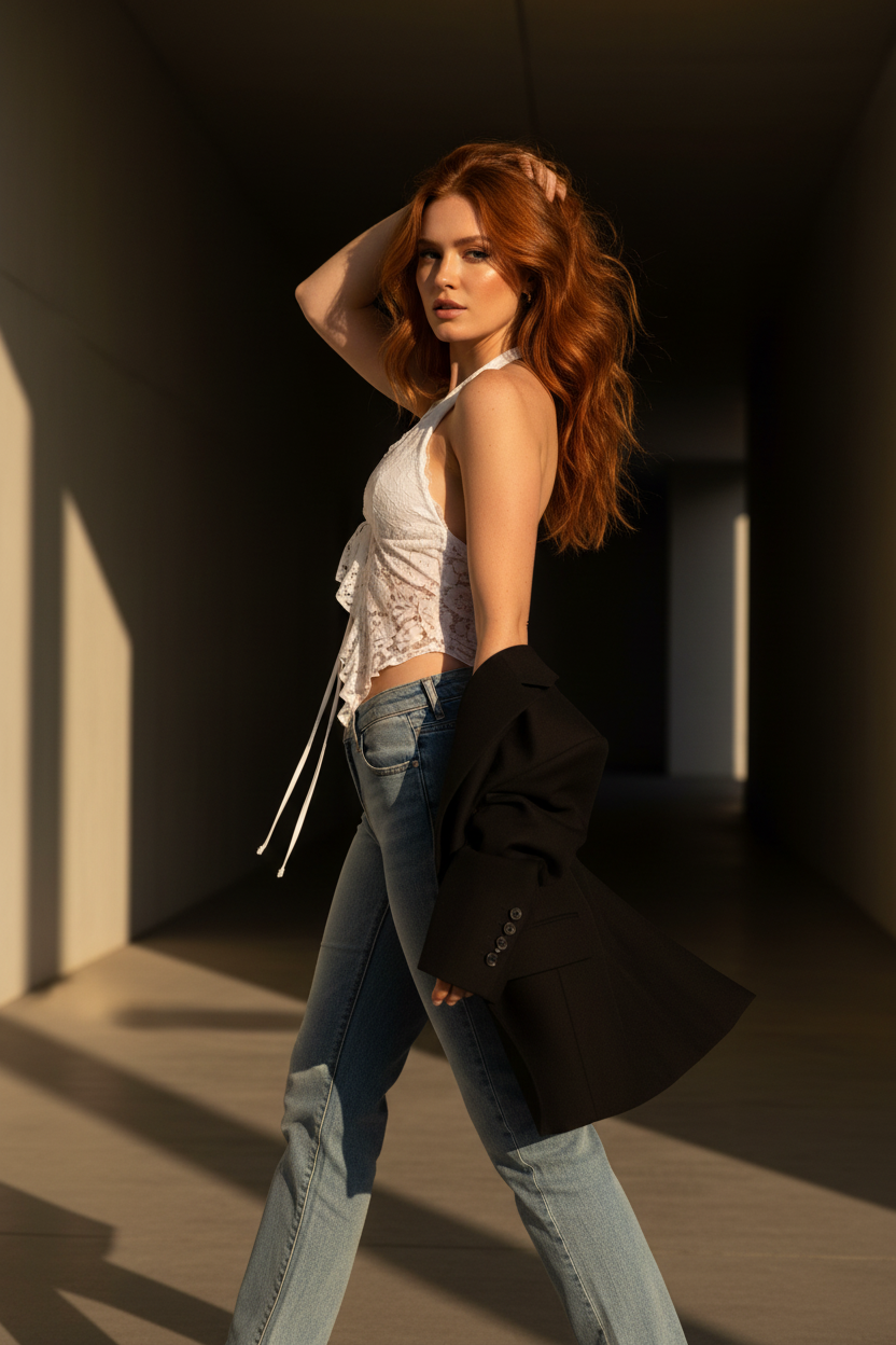 Top Crop Sexy con Volantes de Encaje - LÚVORA