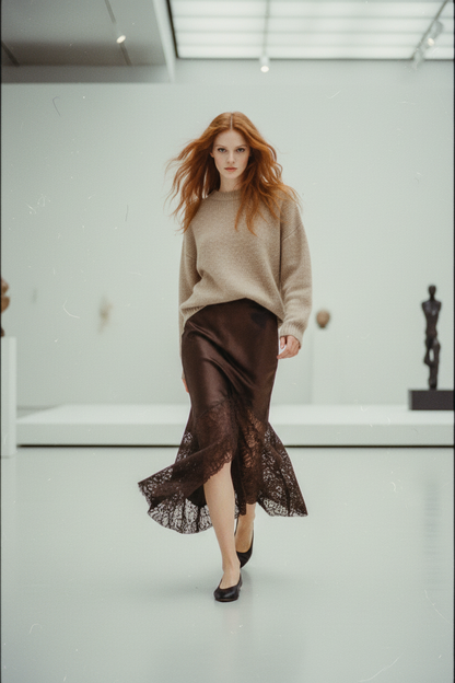 Falda Patchwork Encaje Cintura Alta - LÚVORA