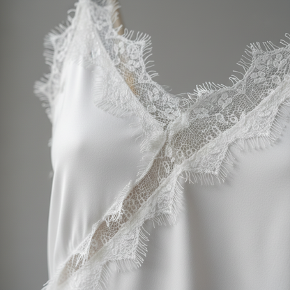 Camiseta Satinada con Encaje Elegante - LÚVORA