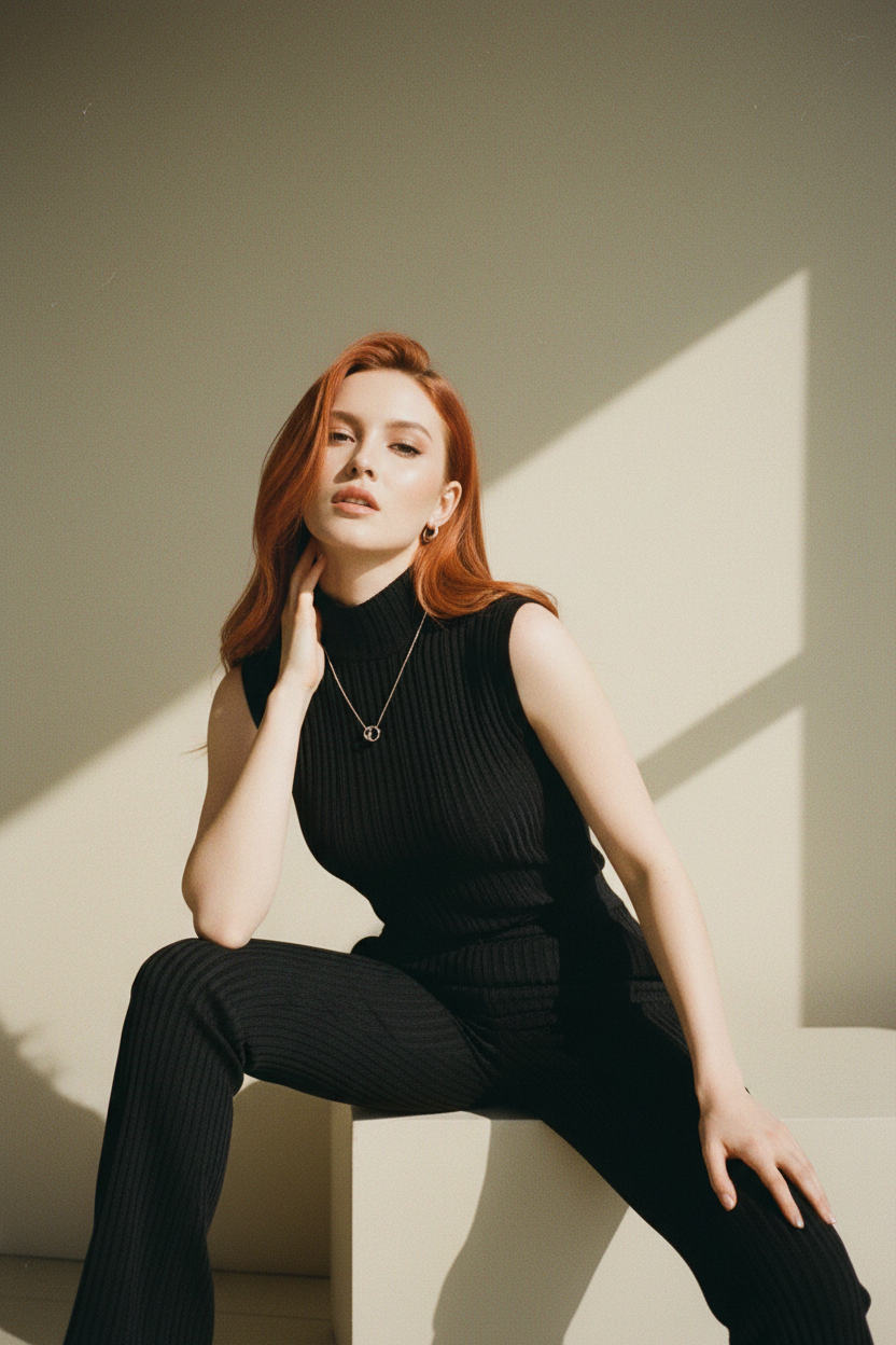 Top de Punto Cuello Alto Sofisticado - LÚVORA