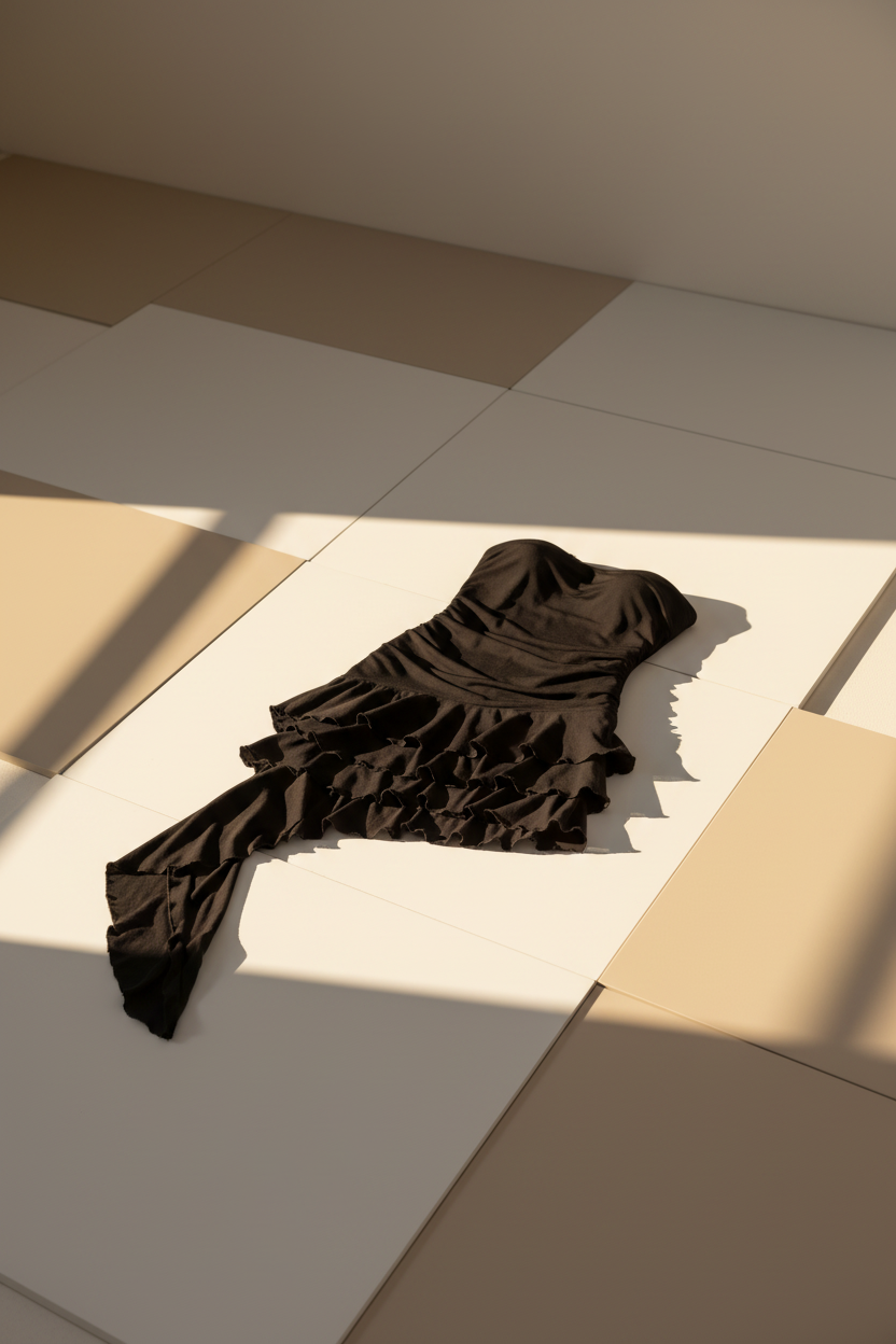 Vestido Mini Asimétrico con Volantes y Bufanda - LÚVORA