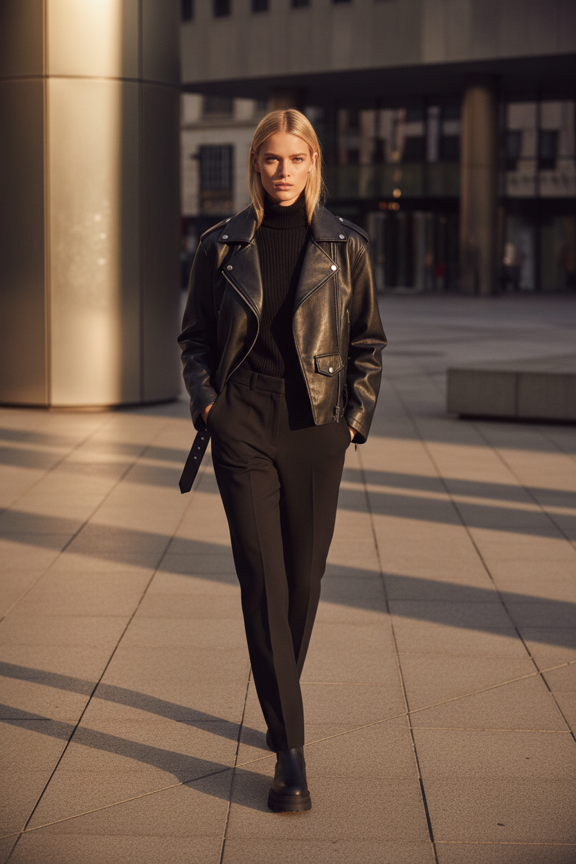 Chaqueta de Cuero Roja Elegante - LÚVORA