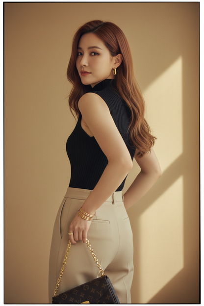 Top de Punto Cuello Alto Sofisticado - LÚVORA