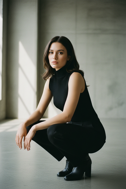 Top de Punto Cuello Alto Sofisticado - LÚVORA