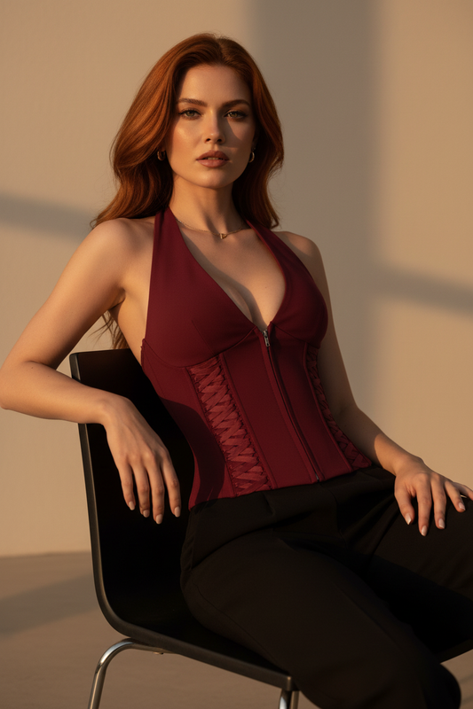 Top Corset Halter Sexy de Moda - LÚVORA