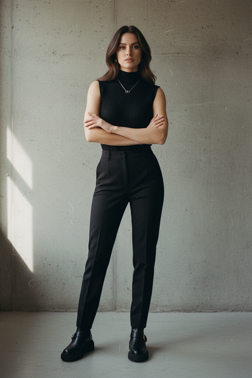 Top de Punto Cuello Alto Sofisticado - LÚVORA