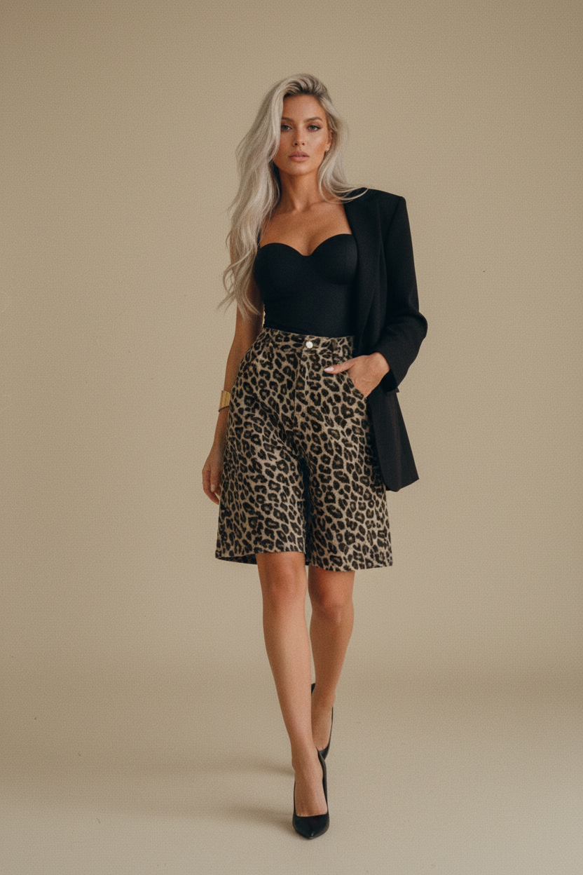 Pantalones Cortos de Algodón Estilo Leopardo - LÚVORA