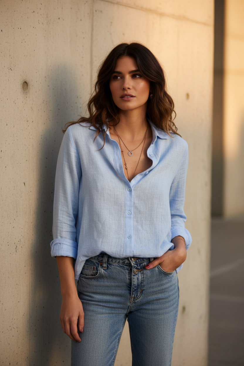 Camisa Elegante de Manga Larga Oversize - LÚVORA