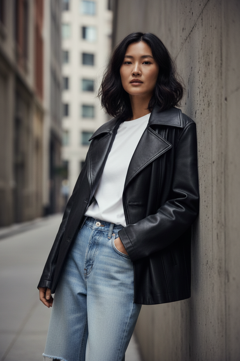 Chaqueta de Cuero Roja Elegante - LÚVORA