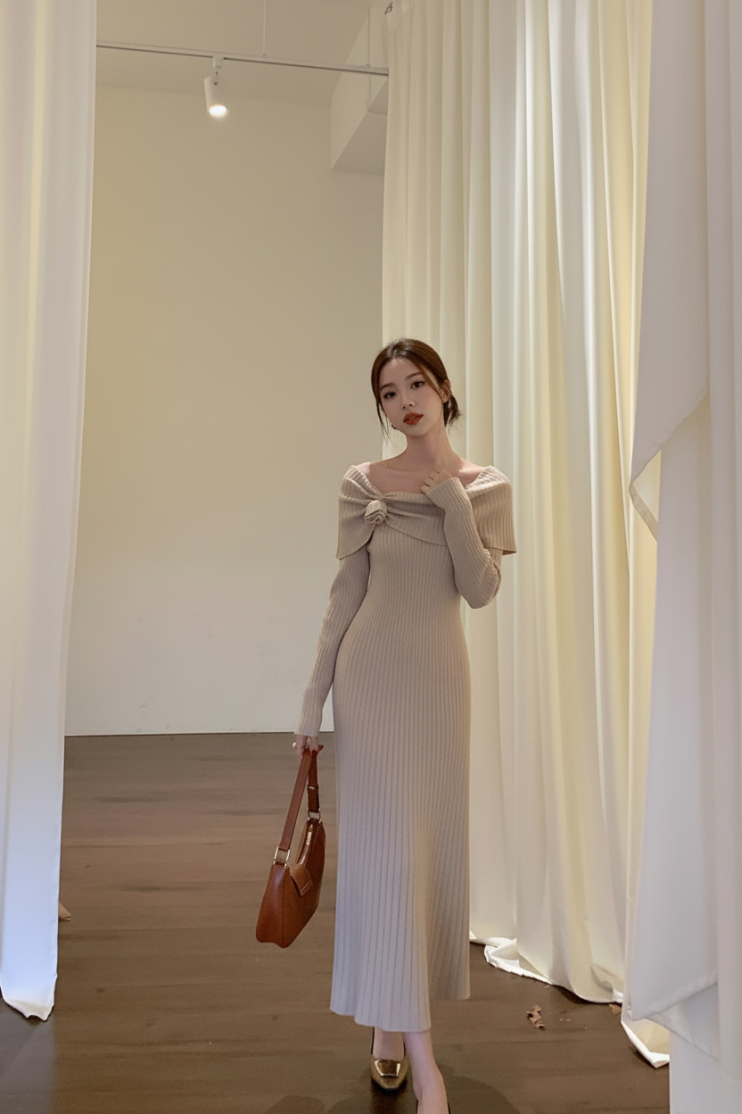 Vestido de Punto Elegante con Escote - LÚVORA