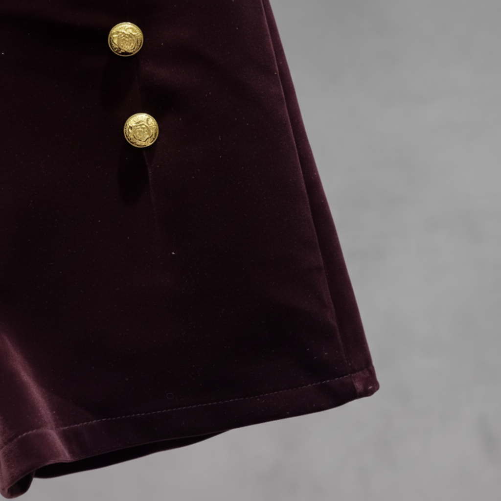 Shorts de Terciopelo con Hebilla Doble - LÚVORA
