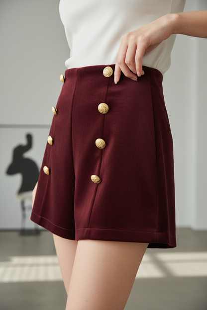 Shorts de Terciopelo con Hebilla Doble - LÚVORA