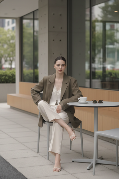 Blazer Elegante con Detalles de Encaje - LÚVORA