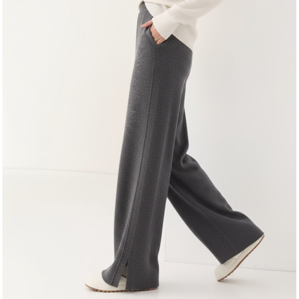 Pantalones de Cachemira de Pierna Ancha - LÚVORA