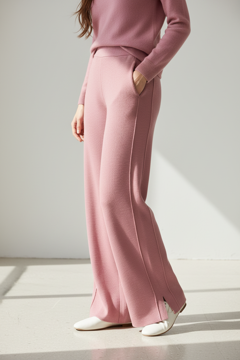 Pantalones de Cachemira de Pierna Ancha - LÚVORA