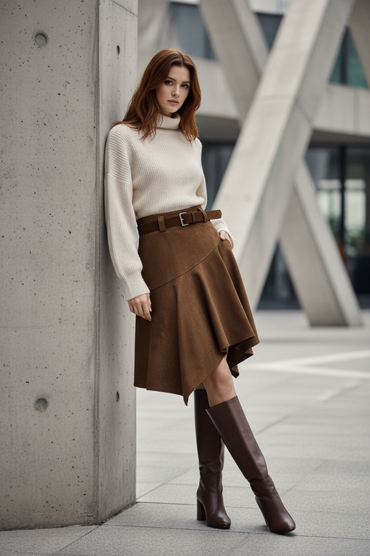 Falda Asimétrica Chic con Volantes - LÚVORA