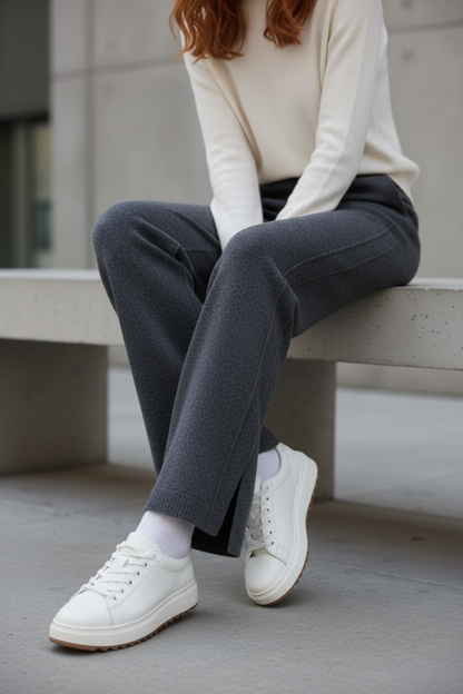 Pantalones de Cachemira de Pierna Ancha - LÚVORA