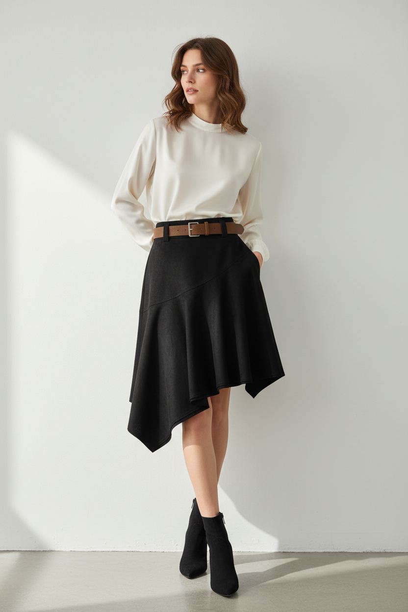 Falda Asimétrica Chic con Volantes - LÚVORA