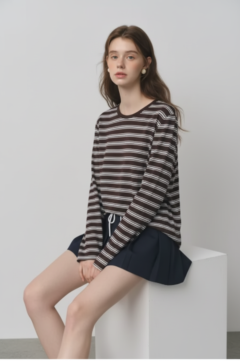 Camiseta Oversize Retro a Rayas - LÚVORA