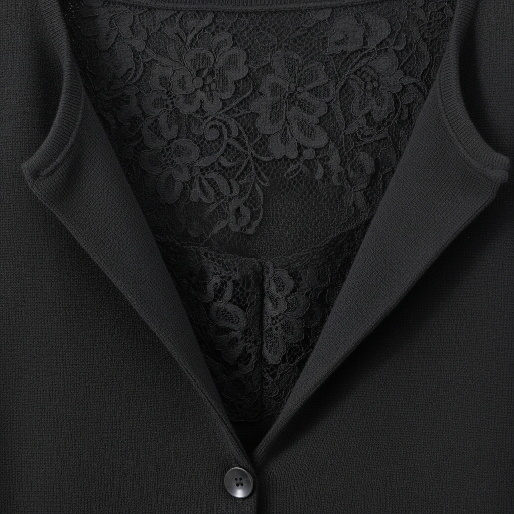 Cárdigan Chic de Encaje con Corte V - LÚVORA